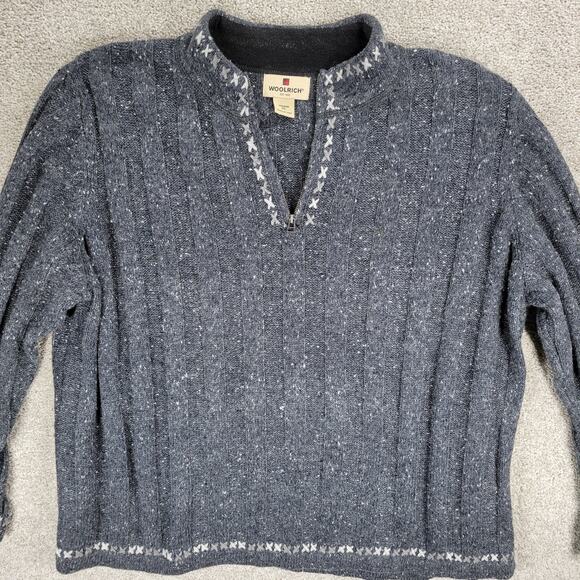 Woolrich Ribbed Onyx Heather Sweater Womens 2XL Gray Wool Blend 1/4 Zip Pullover - Picture 14 of 16